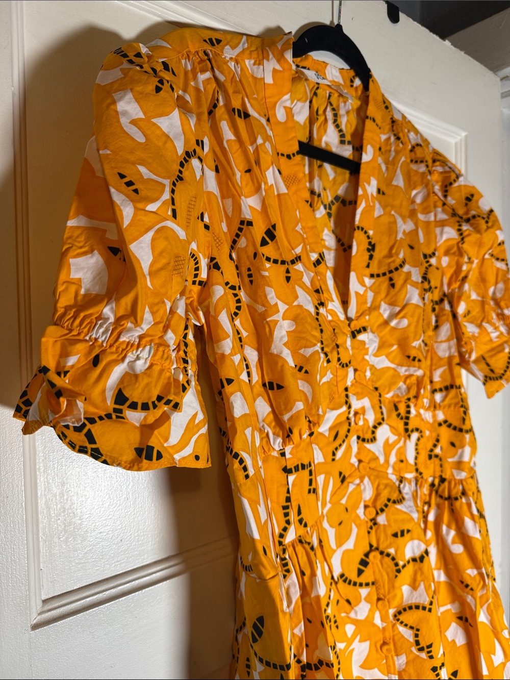 DVF Diane Von Furstenberg Leylani Dress Marigold and White Midi Dress - Picture 8 of 9